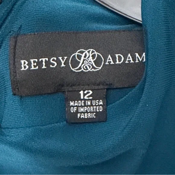 Betsy & Adam Teal Sleeveless Draped Maxi Gown - Picture 9 of 9